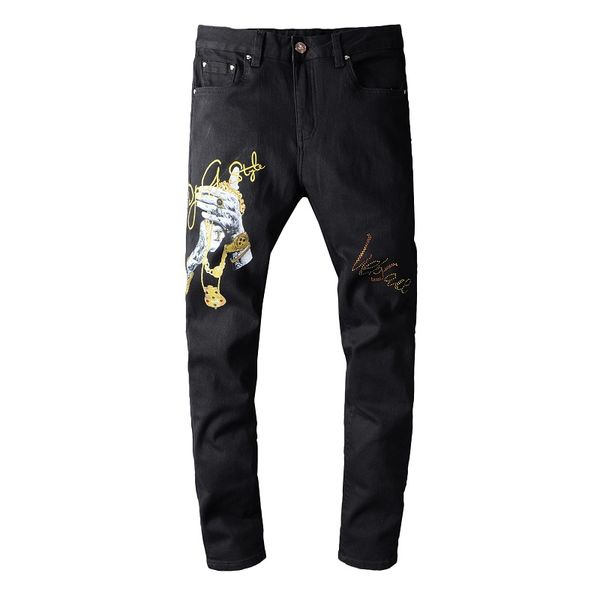 

pop light color mens designer jeans revival cool casual man comfortable motorcycle biker street wear youth stretch trousers jean, Blue