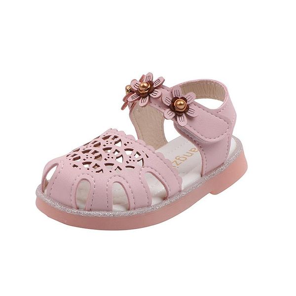 

sandals cute little flower princess shoes 2021 korean version of solid color children's hollow soft sole girl sweet 21-30, Black;red