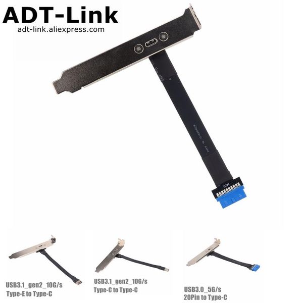 

internal usb 3.1 type-c to type-e flat cable gen2 10g/bps with computer rear panel bracket for itx/atx motherboard built-in cables & connect