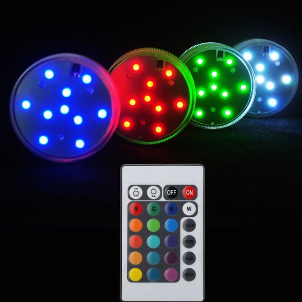 

party decoration (4 pieces/lot) changing color remote control led light ,submersible base ,wedding party's partner.