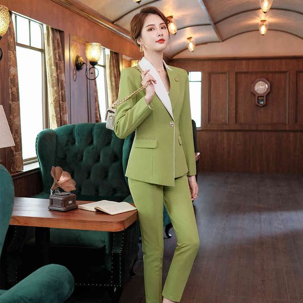 

pant 2021 arrival more recent fashion ladies black pink korean green suit female design business 2 piece joint, White