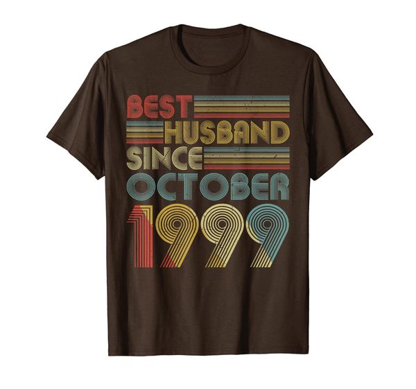 

mens 20th wedding anniversary, husband since october 1999 t-shirt, White;black