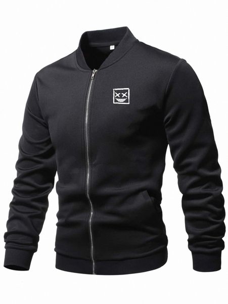 

romwe guys graphic zip up jacket 16ux#, Black;brown