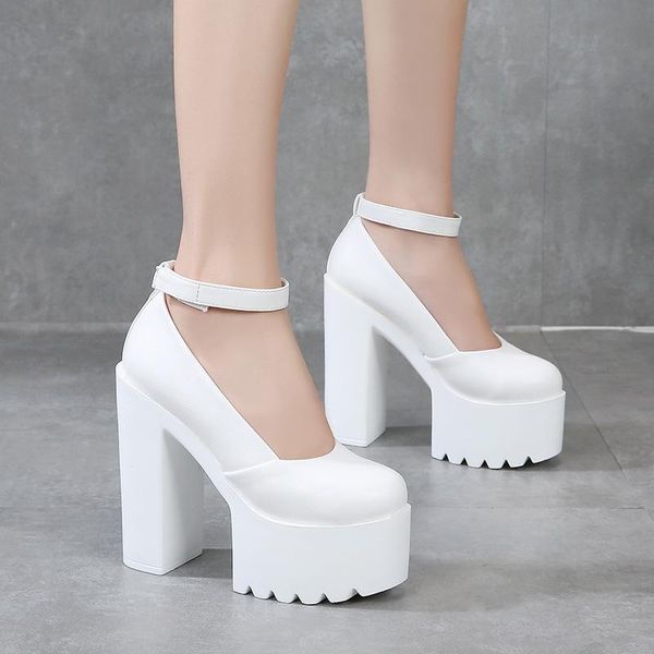

dress shoes 14 cm square heel waterproof platform single simple elegant shallow mouth womens temperament high heels pumps, Black