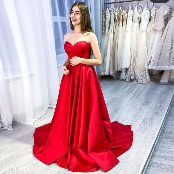 

party dresses long formal gowns elegant simple red satin for prom bridal strapless wedding vestidos cocktail robes, White;black