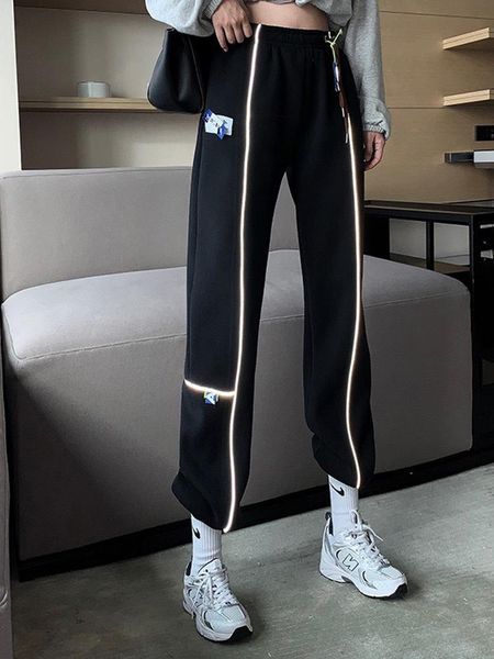 

men's pants ader error men women reflective side strip adererror embroidered logo sweatpants trouser, Black