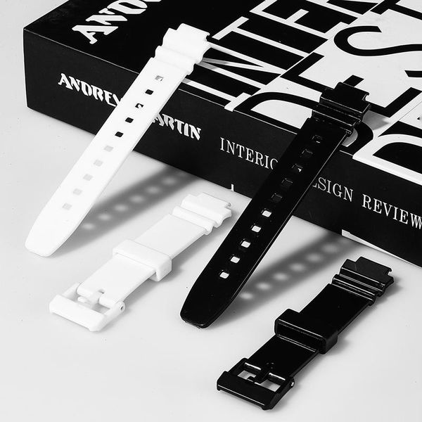 

watch bands selling resin rubber 12mm white black band for lrw-250/lx-500h, Black;brown