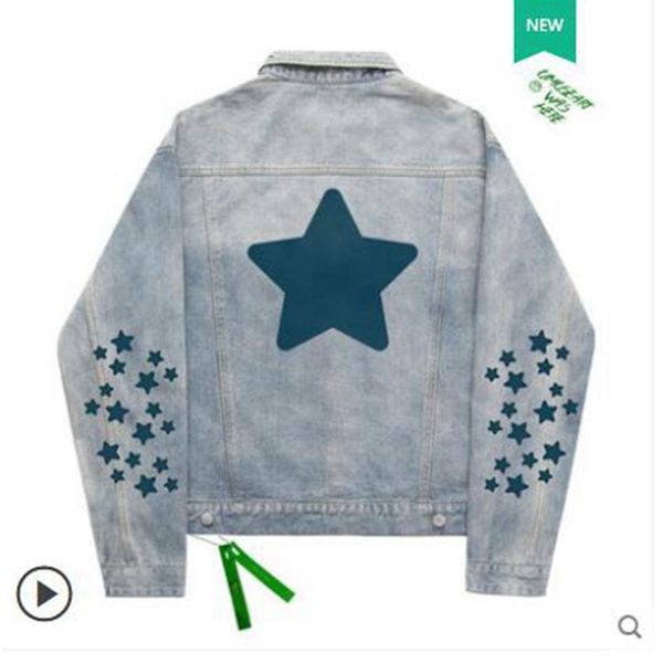 

women's jackets sexemara fashion the star printing loose wild denim jacket, Black;brown