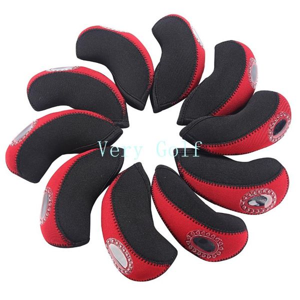 

golf club iron headcovers set of 10 neoprene head cover protect case with plastic window display complete clubs