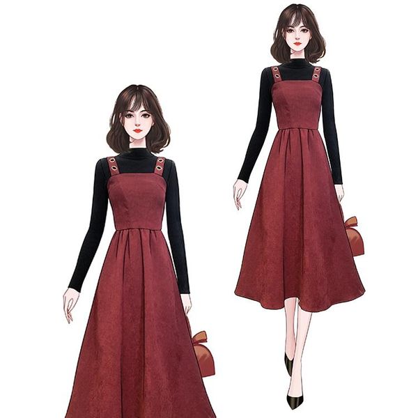 

two piece dress knitted women autumn winter slim sweaters +woollen cloth high waist spaghetti strap dresses fashion street 2pcs sets, White
