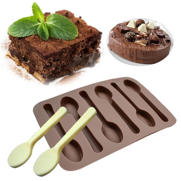 

cake tools chocolate mold 1pc 6 holes spoon shape silicone molds kitchen diy candy soap stencils pastry baking pan