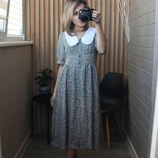 

2021 spring sweet summer female vintage floral print thin beach long korean elegant dress, Black;gray