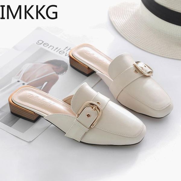 

slippers women slip on mules casual chain british shoes platform sandals chaussure y10305, Black