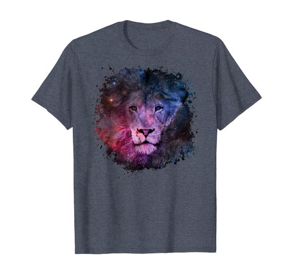 

lion shirt, watercolor style space nebula graphic t-shirt, White;black