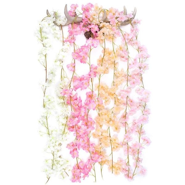 

decorative flowers & wreaths 4 pcs 1.8m artificial flower cherry blossom vine garland wedding parties and events home el decoration hanging