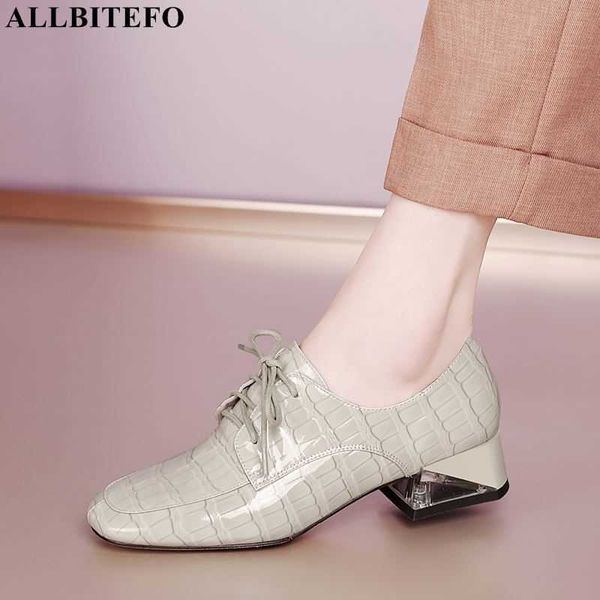 

allbitefo size 34-41 lace-up comfortable real genuine leather women high heel shoes spring fashion women heels basic shoes pumps 210611, Black