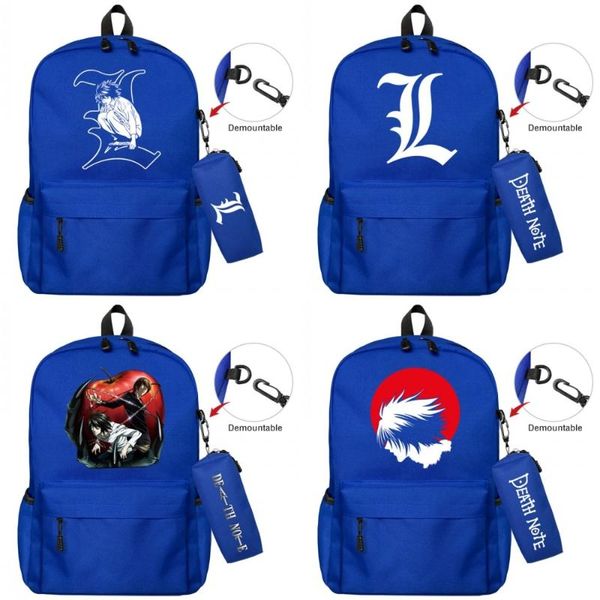 

backpack death note nylon pencil case 2pcs/set zipper knapsack boys girls bookbag casual student travel schoolbag lapbag