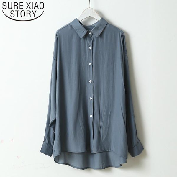 

blouse women autumn 2021 ladies long sleeve back boutton solid chiffon shirts for harajuku 6718 50 women's blouses &, White