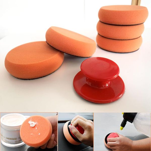 

6pcs/set 4inch car wax wash polish pad sponge cleaning foam kit terry cloth microfiber applicator gripper handle car-styling care products