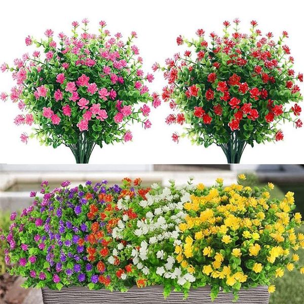 

decorative flowers & wreaths 4 pcs fake artificial no fade shrubs simulation plants plastic lifelike faux for home garden wedding decoration