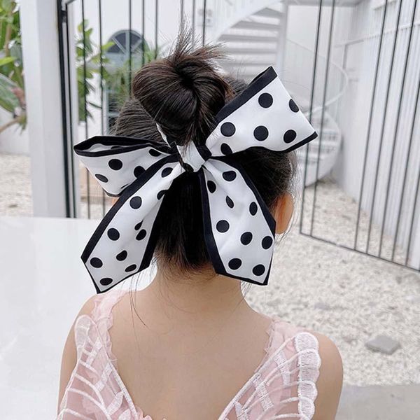 

children bow print silk hairband elegant baby peal rubber string elastic band hairwear fashion hair accessory accessories, Slivery;white