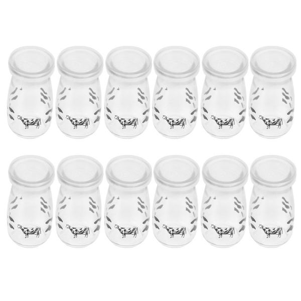 

disposable cups & straws 12 pcs delicate black beef pattern yogurt bottles dessert baking (transparent)