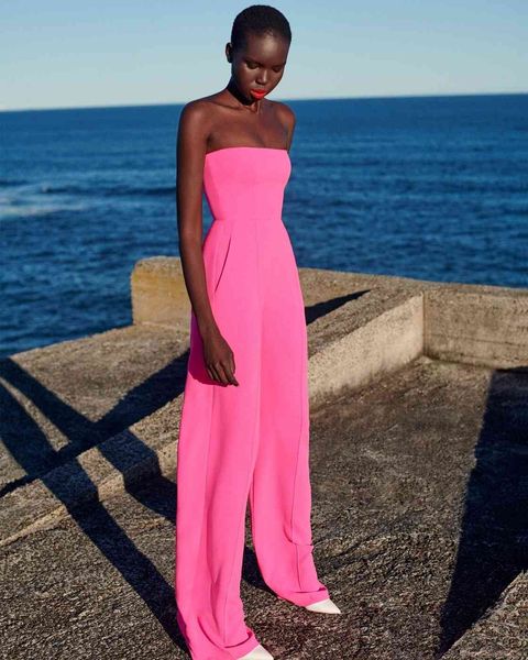 

women's jumpsuits & rompers women runway wide leg bandage fashion elegant strapless long jumpsuit off shoulder bodycon bodys, Black;white