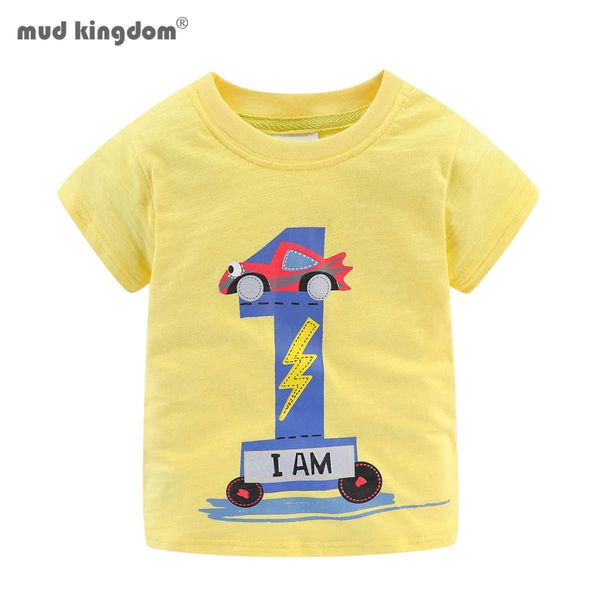 

mudkingdom cute boys and girls short sleeve birthday t-shirt i am this many summer digital print toddler clothe 210615, Blue