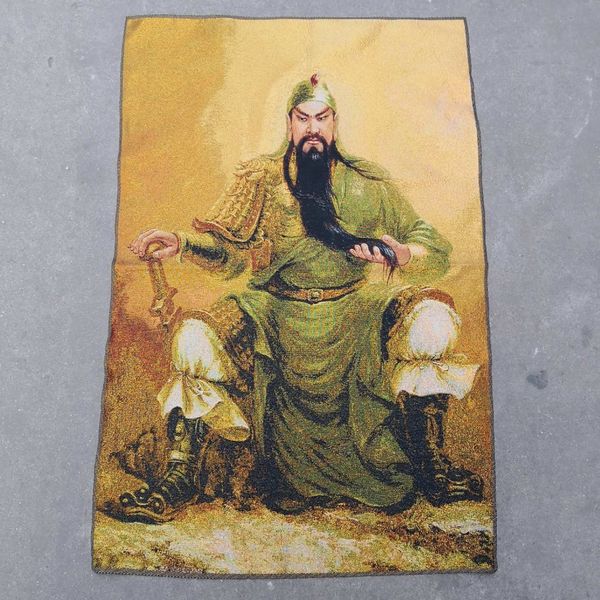 

china old tibet silk thangka like hanging painting fengshui guan gong, Brown