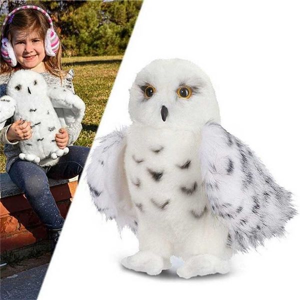 12 pollici Premium Quality Douglas Wizard Snowy White Plush Hedwig Owl Toy Potter Cute Stuffed Animal Doll Regalo per bambini 220115