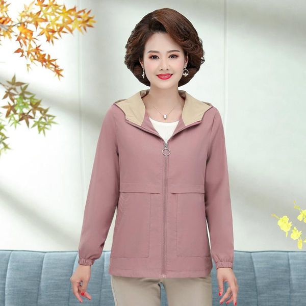

women's jackets woman hooded jacket light purple pink red coat with hood pocket zip up front outerwear mother autumn spring clothes plu, Black;brown