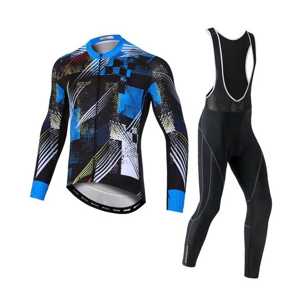 

racing sets yocene oem quick dry cycling team clothing spring autumn breathable long bike wear men bicycle, Black;blue