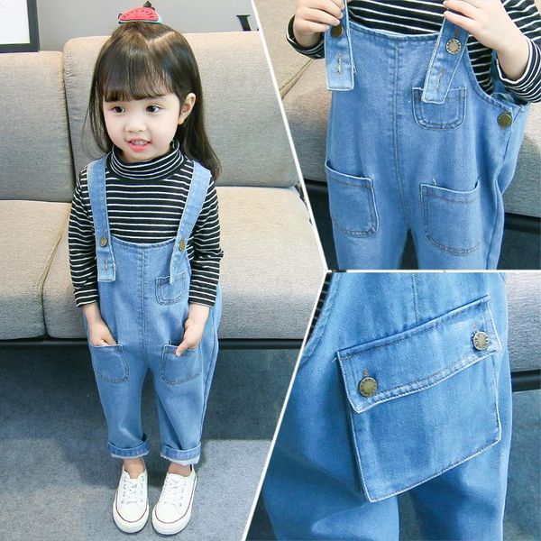 

jeans baby girl star print girls pants elastic waist children's with holes autumn novel clothes strap, Blue