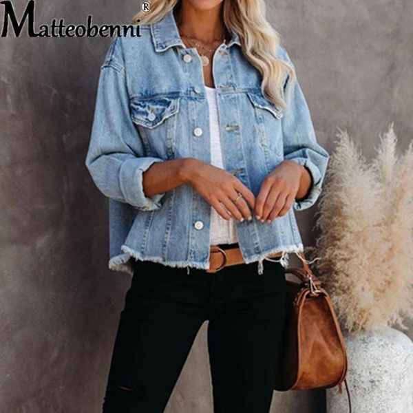 

spring and autumn women's short loose jacket denim ladies fashion street hipster casual long sleeve jackets, Black;brown