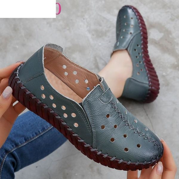 

sandals summer genuine leather shoes fashion women woman for mom women's flats comfortable handmade pregnant hole shoe cvyz, Black