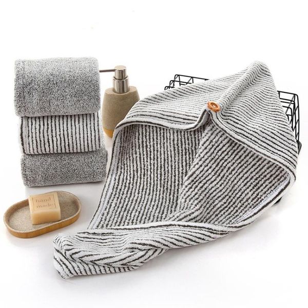 

towel universal bamboo charcoal fiber dry hair cap with button quick super absorbent shower bathroom for woman 65*26cm