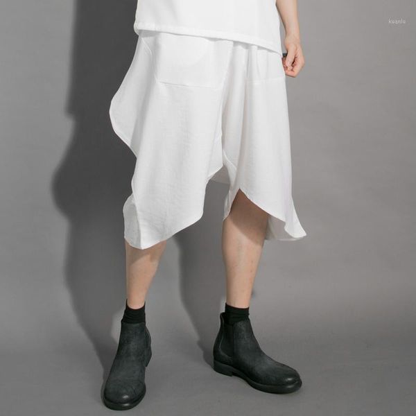 

men's pants men irregular break down summer thin personality pure color loose leisure large size harun seven minutes, Black