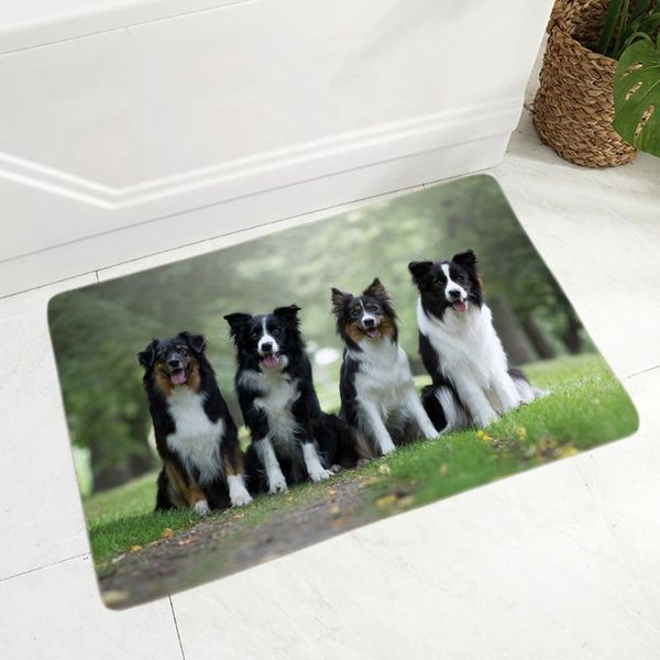 

pet scotland border collie floor door mat non-slip decor dog animal doormat soft rug for hallway kitchen room carpet carpets