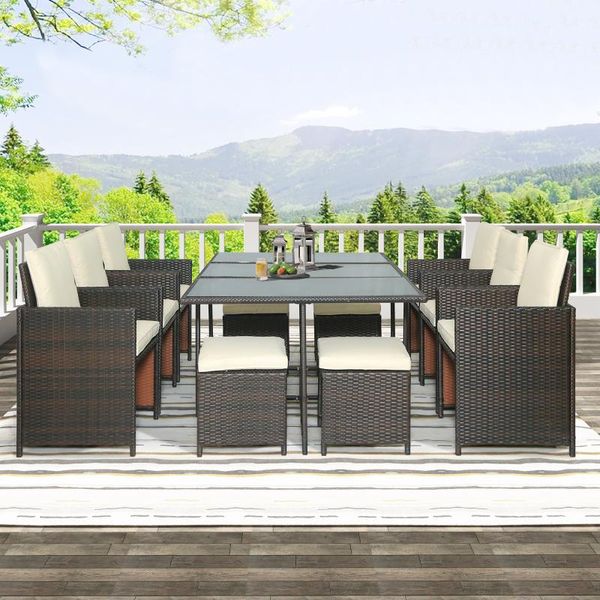 

outdoor furniture set 10 chairs poolside sofa wicker dining table garden drop camp