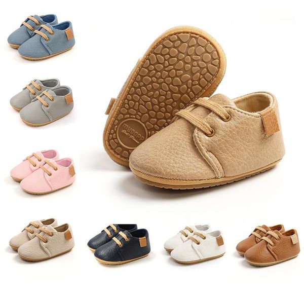 

first walkers kidsun born baby shoes fashion simplicity casual infant boys leather anti-slip falt rubber sole toddler