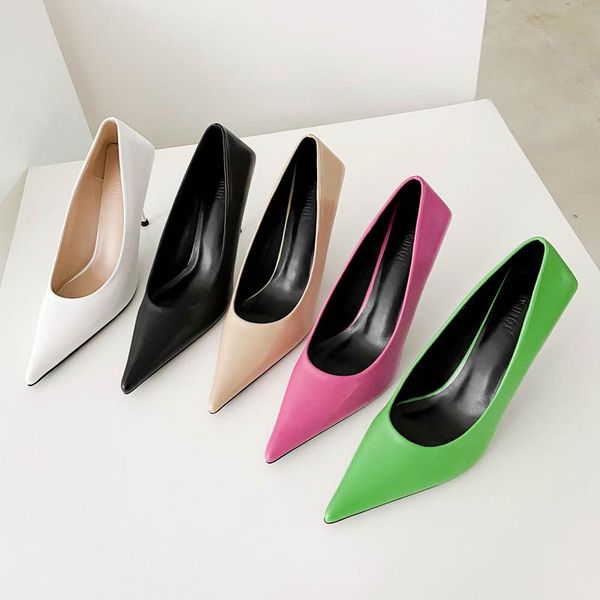 

dress shoes women heels fashion party pumps summer autumn point toe lady high metal wedding green, Black
