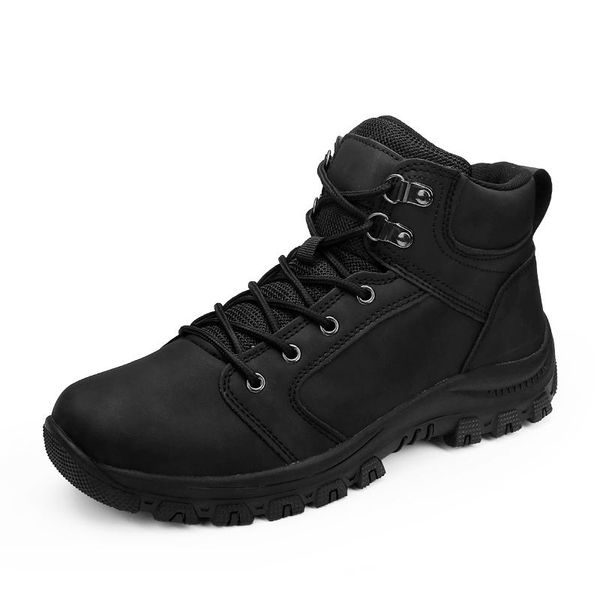 

boots men's winter shoes warm men leather snow outdoor super sneakers waterproof 39-47, Black