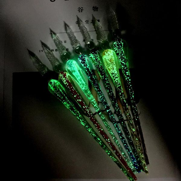 

fountain pens handmade creative fluorescent dip pen gift glass crystal luminous box