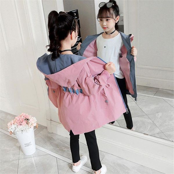 

coat girls baby korean style basic spring autumn jackets windbreaker lovely fashion teens overcoats daily kids outwear, Blue;gray