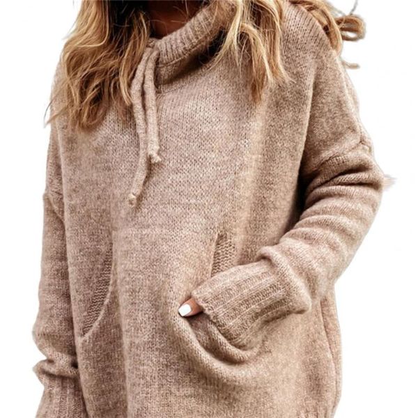 

women's sweaters women oversized hoodie sweater solid color hooded autumn winter drawstring large pocket knitted pullover for daily out, White;black