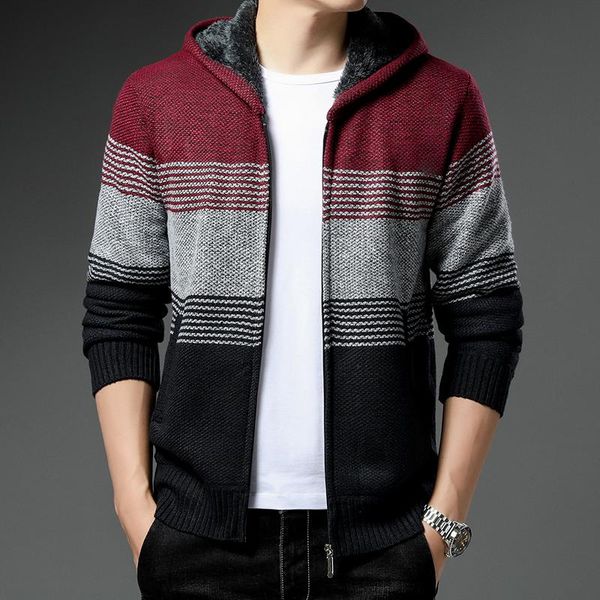 

men's jackets cardigan jacket men autumn and winter style of loose all-match knit coat trend leisure to add cashmere thick sweater, Black;brown