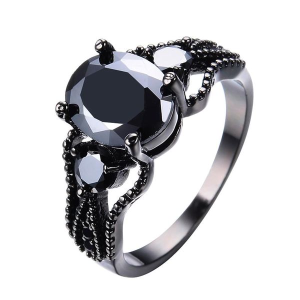 

wedding rings cool female crystal thin hollow ring vintage 14kt black gold for women charm oval zircon stone engagement, Slivery;golden