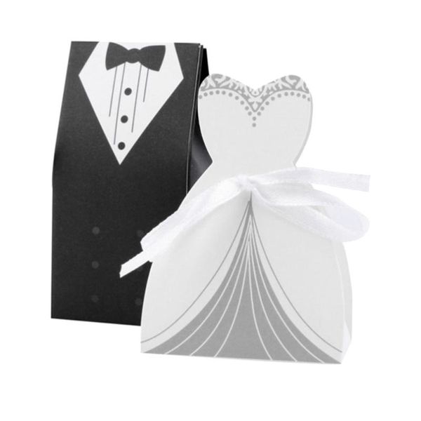 

100pcs creative wedding suits paper candy box boxes chocolate gift treat party favor (50pcs bridegroom + 50pcs bride wrap