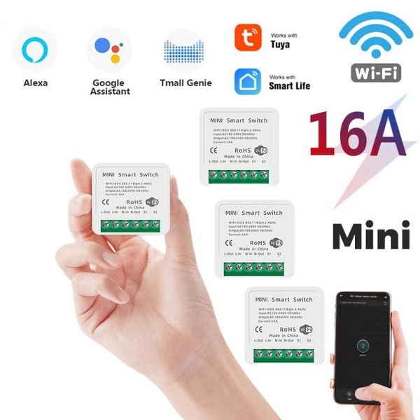 

smart home control 16a tuya wifi switch led light life push module diy supports 2 way app voice relay timer alexa google remote