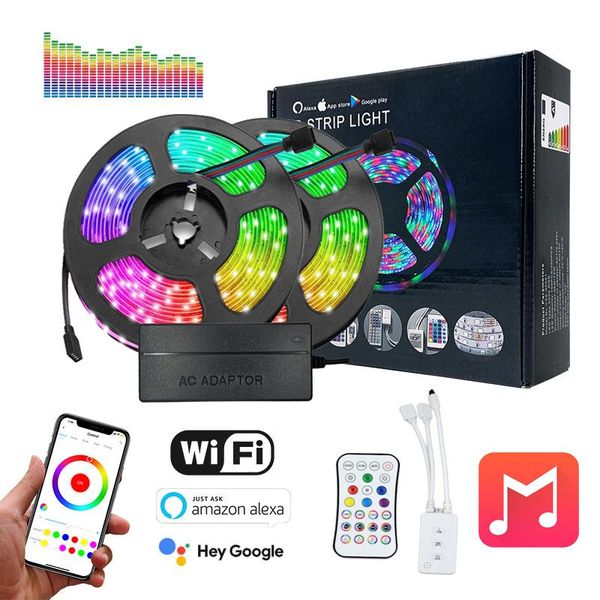 

strips rgb music wifi led strip kit 10m long 300leds dc12v google alexa voice smart control tape light